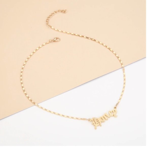 Accessories - Princess + Honey Gold Name Plate Necklace